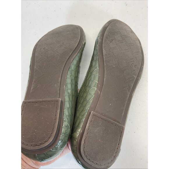 Vionic Orthaheel Caroll Ballet Flats Size US 7 Croco Olive Patent Office Casual - Picture 11 of 12